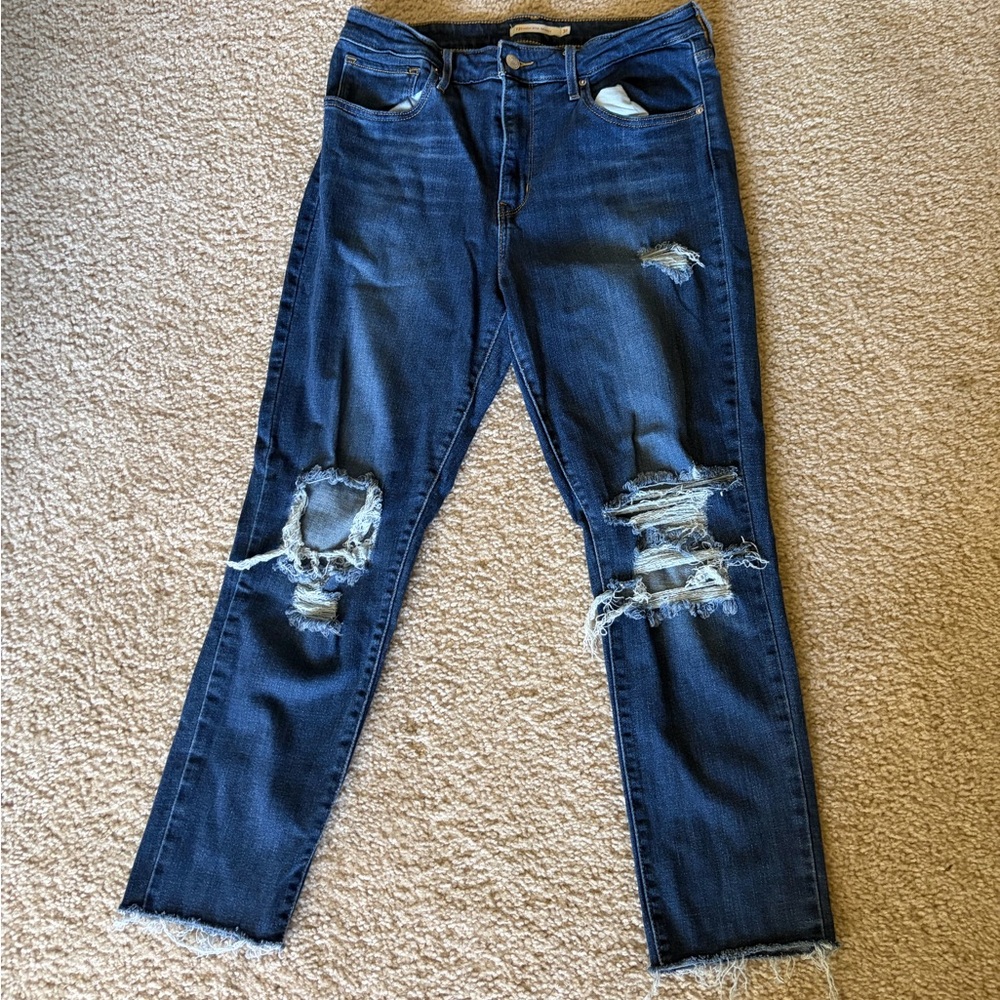 Levi's Dark Blue Distressed Skinny Jeans
